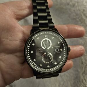 Citizen Eco-Drive Black Watch with Crystal Accents